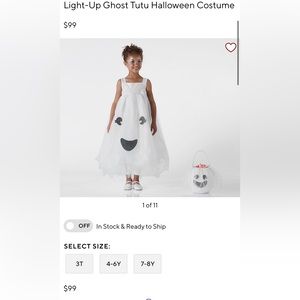 Pottery barn Kids light up ghost costume with treat bucket 👻